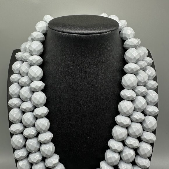 3/$30 Sugarfix Statement Necklace Gray Faceted Beads Chunky Beaded 20" - Picture 3 of 15